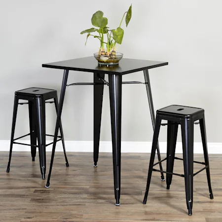 Industrial Pub Table and Barstool Set